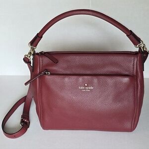 Kate Spade New York Pebbled Leather Top-Handle Satchel & Crossbody - Burgundy